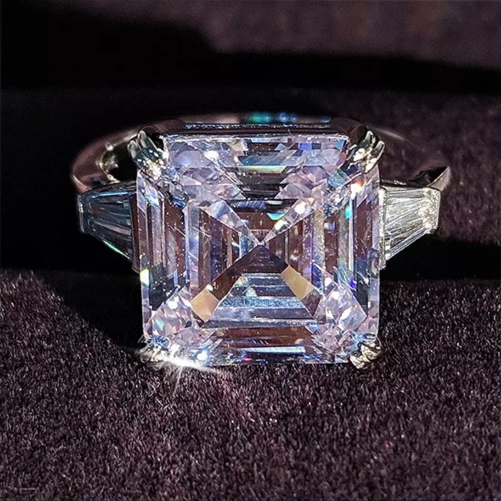 Asscher Cut 6 Carat Simulated Diamond Ring 925 Silver The Doeanne - Picture 9 of 12